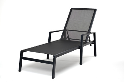 "Парма" шезлонг из алюминия темно-серый (RAL7024) муар, ткань текстилен темно-серая