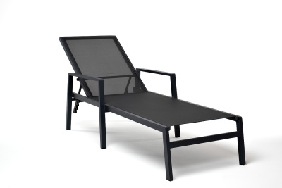 "Парма" шезлонг из алюминия темно-серый (RAL7024) муар, ткань текстилен темно-серая