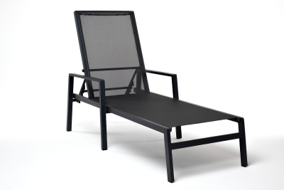 "Парма" шезлонг из алюминия темно-серый (RAL7024) муар, ткань текстилен темно-серая